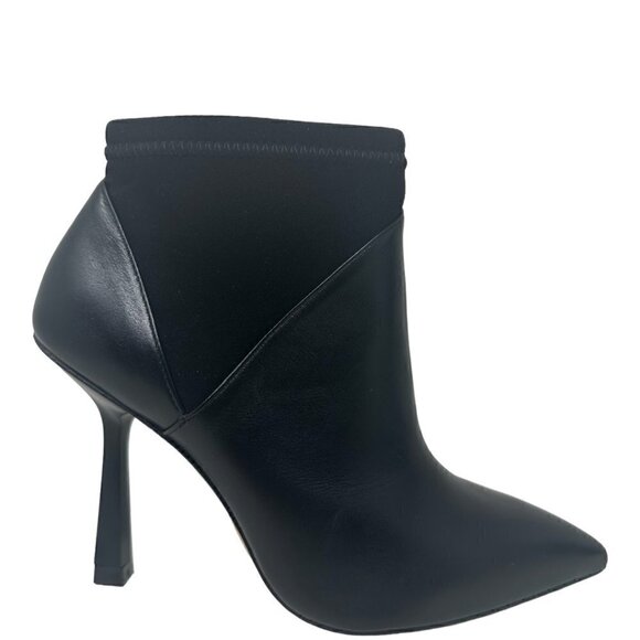 New Stuart Weitzman Max Black Leather Pointed Toe Sculptural Heel Bootie 5.5 - Picture 1 of 10